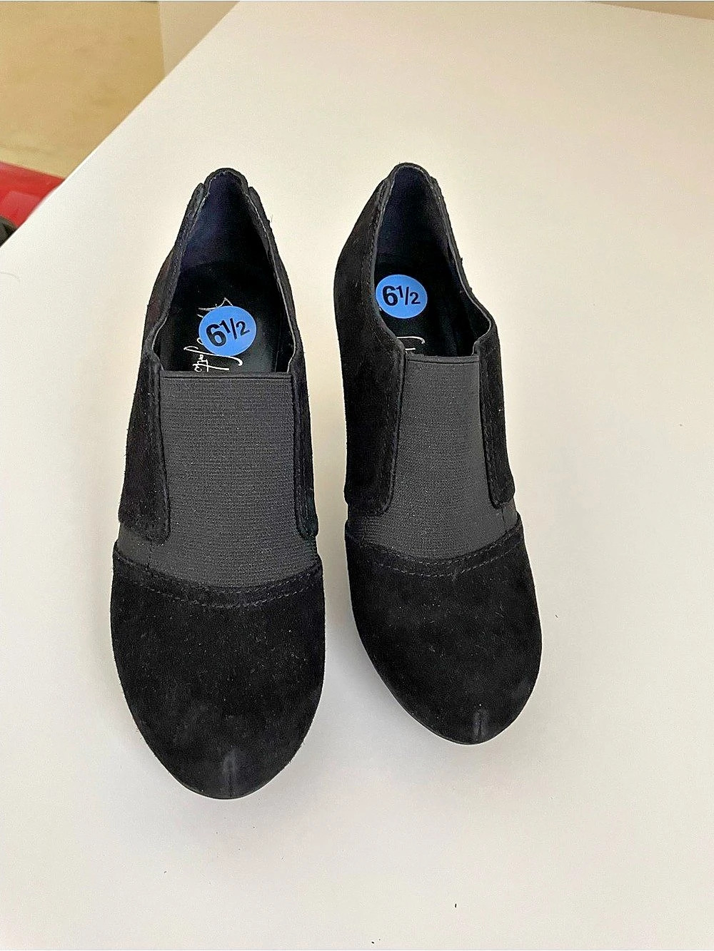 Franco Sarto A-Who Black Suede Booties Heels Size US 6.5
